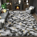 LOCHAS Area Rugs Fluffy Living Room Carpets for Kids Bedroom 6x9, Grey-Gold
