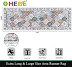 HEBE Hallway Runner Rug 2'8"x8' Washable Vintage Distressed Area Rugs Non Slip Laundry Rug Runner Boho Floor Carpet Runners for Hallways Entryway Laundry Room Kitchen Bathroom