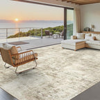 9x12 Area Rug for Living Room, Abstract Non Slip Machine Washable Vintage Carpets, Low Pile Lightweight Large Rug for Bedroom, Dining Room, Home Office Beige Gray