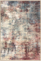 IOHOUZE Abstract Area Rugs 8x10 Ft Washable Large Rugs for Living Room, Non Slip Dining Room Rug, Printed Faux Wool Rugs for Bedroom, Floor Carpet for Office Nursery Playroom, Red/Multi