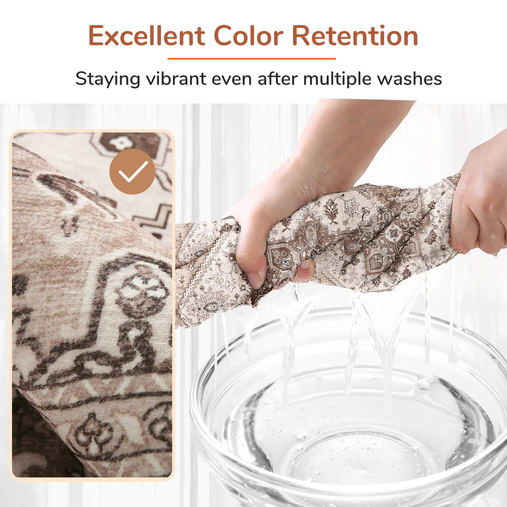 OPPODREAM Soft Area Rugs 4x6, Persian-Inspired Washable Rug, Khaki
