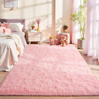 LOCHAS Ultra Soft Indoor Modern Area Rugs Fluffy Living Room Carpets for Children Bedroom Home Decor Nursery Rug 5.3x7.5 Feet, Pink