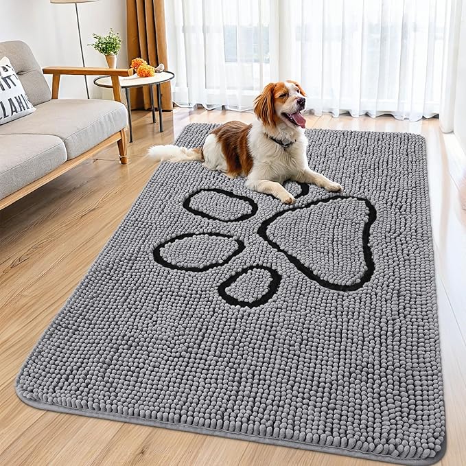 Smiry Dog Door Mat for Muddy Paws, Absorbent Non Slip Dirt Trapper, 59x35