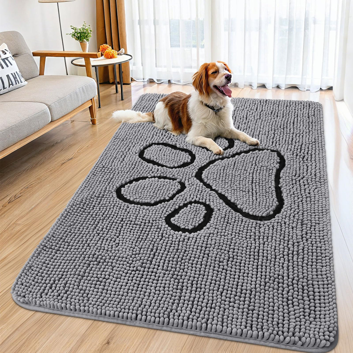 Smiry Dog Door Mat for Muddy Paws, Absorbent Non Slip Dirt Trapper, 59x35