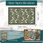 Floral Outdoor Rug - 28" x 43" Front Door Mat Indoor Outside Entrance Non-Slip Washable Outdoor Mat Sage Green Spring Scalloped Rug for Entryway Kitchen Bedroom Layered Doormat for Front Porch