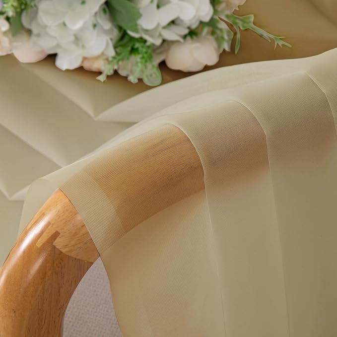 OWENIE Gold Sheer Curtains 78 Inch Length 2 Panels Set, Light Filtering Voile Fimly Sheer Drapes for Living Room/Bedroom, 2pcs, Gold Solid Rod Pocket Sheer Curtains, Each 42" W x 78" L