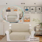 Reversible Loveseat Sofa Covers Couch Cover Furniture Protector(Loveseat Small,Sand/Beige)