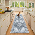 RELEANY Washable Area Rug, Runner 2'x8', Grey/White/Beige