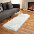 EasyJoy Ultra Soft Fluffy Rugs Faux Fur Rug Chair Cover Seat Pad Fuzzy Area Rug (White, 2x6 ft Rectangle)