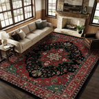 RELEANY Washable Area Rug, Large 9'x12', Red/Black