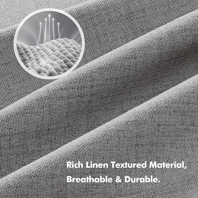 MIULEE 100% Blackout Linen Curtains for Bedroom, Glacier Gray Solid Luxury Decor Thermal Insulation Room Darkening Drapes for Living Room Nursery Back Tab Rod Pocket 42 x 84 Inches, 2 Panels