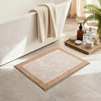Bathroom Rugs 24x17 Non Slip Washable, Beige Bath Mat for Bathroom Floor Tub, Soft Absorbent Quick Dry Mats for Shower, Bathtub,Home Decor