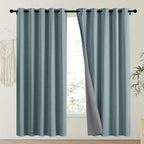 NICETOWN 100% Absolutely Blackout Linen Curtains with Thermal Insulated Liner, Skylark Blue, 62" Wide, 72" Length Energy Saving Curtains for Playroom 2 Panels Set, Vertical Blinds
