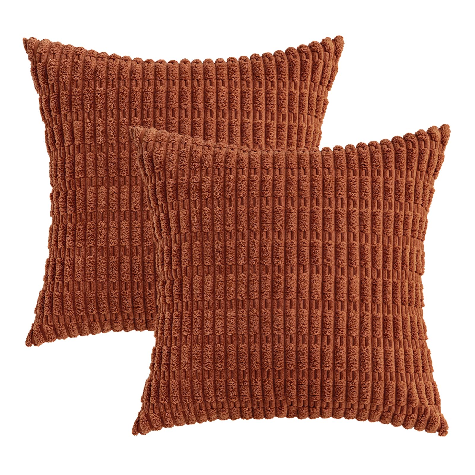 MIULEE Fall Decorative Throw Pillow Covers 18x18 Dark Rust Pack of 2