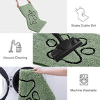 Smiry Dog Door Mat for Muddy Paws, Absorbent Dirt Trapper Non Slip Quick Dry Washable Chenille Mat for Mud Dogs, Entry Rug for Indoor and Outdoor (40x32 Inches, Olive Green and Black)