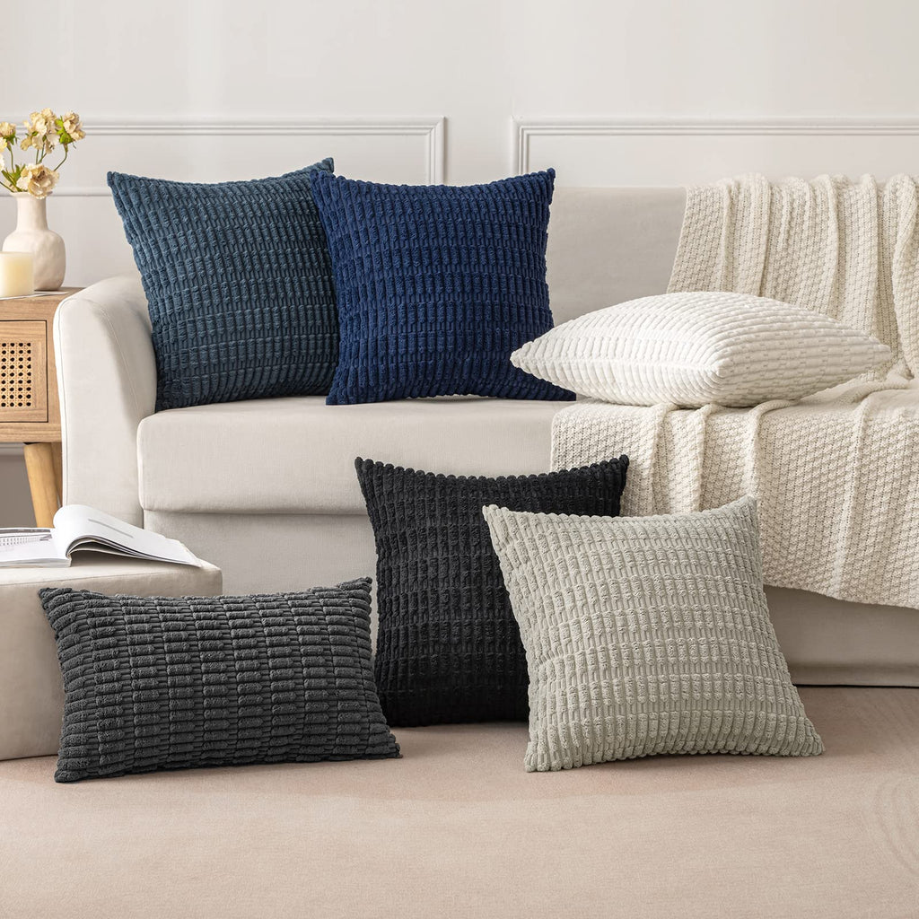 MIULEE Euro Sham Corduroy Decorative Throw Pillow Covers 24x24 Black