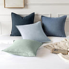 MIULEE Decorative Linen Euro Sham Pillow Covers 24x24 Inch Blue Ashes Boho Farmhouse Neutral Couch Throw Pillows for Bed Pack of 2 Accent Modern Pillowcase Sofa Livingroom Home Decor