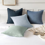 MIULEE Decorative Linen Euro Sham Pillow Covers 26x26 Inch Blue Ashes