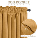 Faux Linen Total Blackout Curtains for Bedroom 84 Inch Long Mustard Yellow