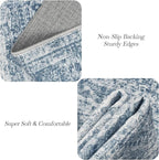 9x12 Area Rugs for Living Room, Non Slip Machine Washable Vintage Rugs, Low Pile Lightweight Large Rug for Bedroom, Dining Room, Home Office Blue