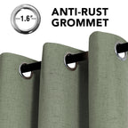 H.VERSAILTEX Linen Curtains 100% Blackout Curtains for Bedroom 102 inch Long Full Light Blocking Nature Linen Blended Window Curtains for Living Room Nickel Grommet (2 Panels, Heathered Dried Sage)