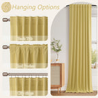 Guken Yellow 100% Blackout Linen Curtains 96 Inch Length 2 Panels Set for Living Room Bedroom Back Tab/Rod Pocket Thermal Insulated Black Out Drapes Room Darkening Window Curtains 96 Inches Long