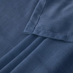BGment Navy Blue Small Linen Curtains 36 Inch Length for Kitchen Window, Semi Sheer Drapes Lightweight for Bathroom Cafe Decor with Rod Pocket, 2 Panels Set, 30 Inch Wide