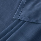 BGment Navy Blue Linen Curtains 54 Inch Length for Short Living Room, Semi Sheer Window Drapes Light Filtering for Bedroom Dining Decor Lightweight with Rod Pocket, 2 Panels Set, Each 42 Inch Wide