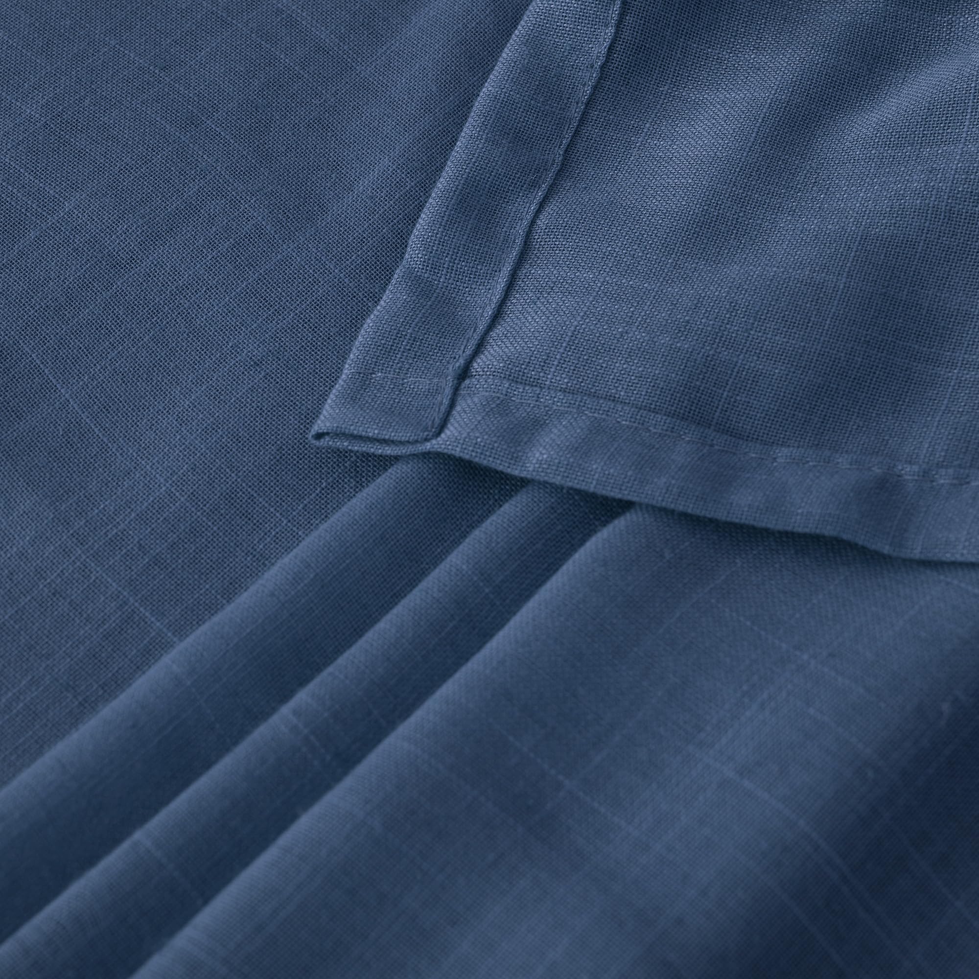 BGment Navy Blue Linen Curtains 54 Inch Length for Short Living Room, Semi Sheer Window Drapes Light Filtering for Bedroom Dining Decor Lightweight with Rod Pocket, 2 Panels Set, Each 42 Inch Wide