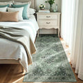 RELEANY Washable Area Rug, Runner 3'x8', Green/Dark Green/Gray
