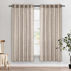 MIULEE Natural Linen Curtains 72 Inch Length 2 Panels for Bedroom Living Room, Soft Linen Textured Window Drapes Semi Sheer Light Filtering Back Tab Rod Pocket Farmhouse Modern Burlap Look Decor