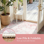 Rugflix 8x10 Area Rugs for Bedroom, Washable Pink Large Rug