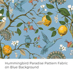 Topfinel Blue Patterned Curtains 2 Pages 96 Inches Long Blackout Heat Block Farmhouse Watercolor Floral Flower Hummingbird Printed Drapes Grommet Window Treatment for Living Room,96 Inch Length