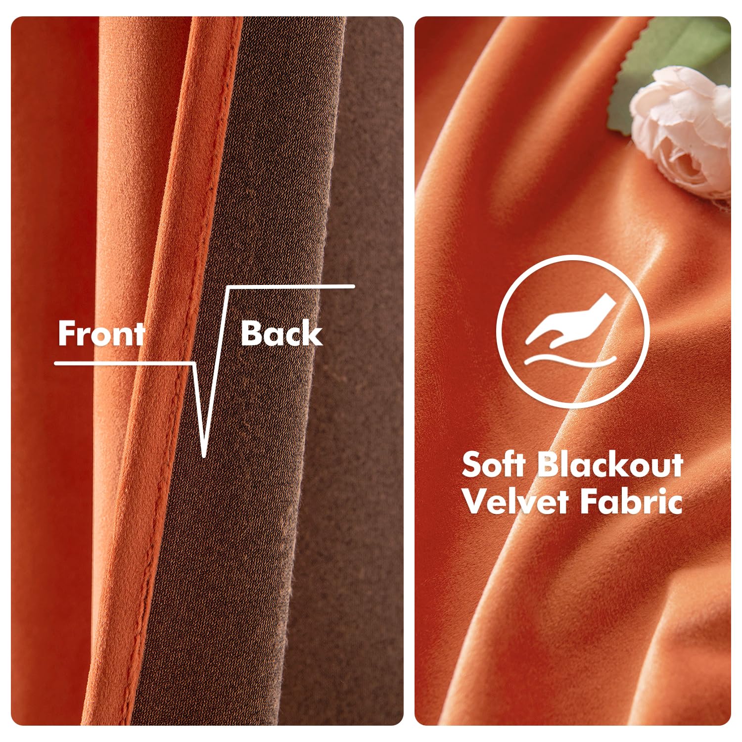 MIULEE Fall Orange Velvet Curtains Terracotta 52 x 84 Inch Length Set of 2