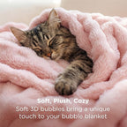 Bedsure 3D Fleece Bubble Blanket for Couch - GentleSoft Pink Throw Blanket for Sofa Bed Room Decor - Luxury Soft Cozy Gifts for Women Girls, Lightweight, All Seasons, Pink, 50"×60"