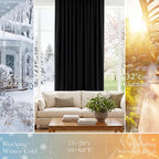 PONY DANCE Blackout Curtains 90 inches Long, Black, 2 Panels