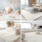 OLANLY 2x10 Machine Washable Runner Rugs for Hallway, Soft Fluffy Shaggy Bedside Rugs for Bedroom, Living Room, Indoor Floor Carpet for Kids Girls and Boys, Nursery Rooms, Home Decor Aesthetic, Ivory