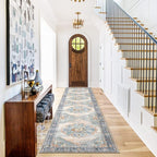 TOPRUUG Washable Runner Rug 2x10 - Hallway Runner Rug Kitchen Rugs and Mats Non Skid Washable Waterproof Carpet Runner for Living Room Bedroom Bathroom (Blue, 2X10)