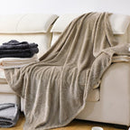Newwiee 4 Pcs Flanne Fleece Throw Blanket for Bed Couch Large 3D Waffle Textured Soft Blanket Winter Warm Lightweight No Shedding No Pilling Decorative Throw, 50x60 Inch(Neutral Color)