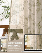 jinchan Floral Linen Curtains for Living Room 84 Inch Length Butterfly Curtain Sage Green Floral Curtains French Country Farmhouse Curtain Flower Patterned Drapes Window Treatment Set 2 Panels