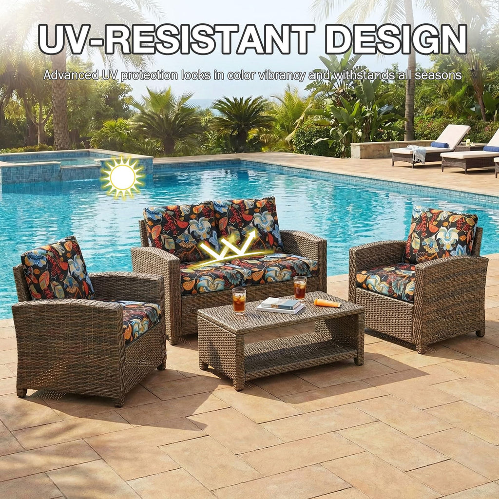 hyha 12Pcs Patio Cushion Covers, Stretch Outdoor Couch Cushion Covers