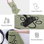 Smiry Dog Door Mat for Muddy Paws, Absorbent Dirt Trapper Non Slip Quick Dry Washable Chenille Mat for Mud Dogs, Entry Rug for Indoor and Outdoor (36x24 Inches, Sage Green and Black)