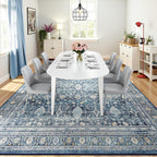 8x10 Area Rugs for Living Room Blue Washable Non-Slip Large Carpet