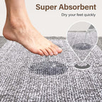 Bathroom Rugs 30x20 Non Slip Washable, Light Grey Bath Mat for Bathroom Floor Tub, Soft Absorbent Quick Dry Mats for Shower, Bathtub,Home Decor