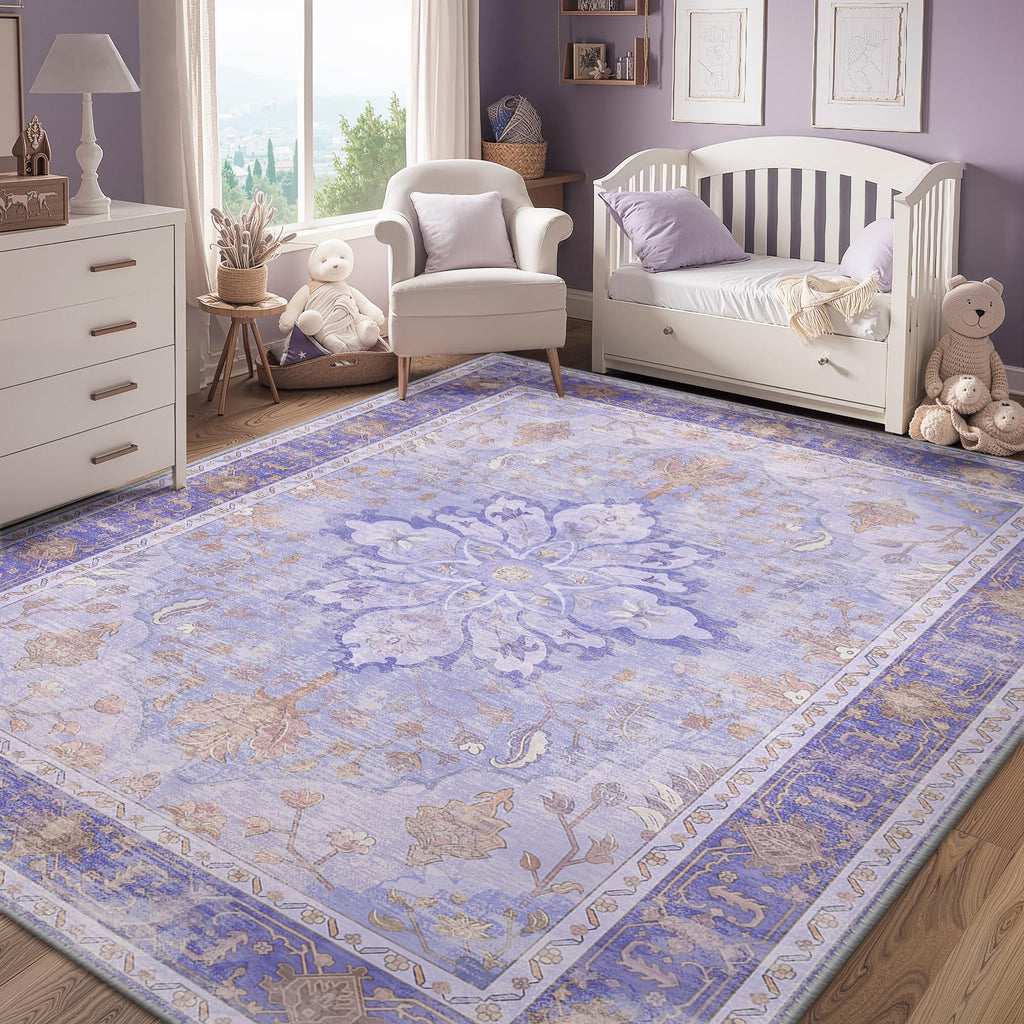 RELEANY Washable Area Rug, 3'x5', Purple