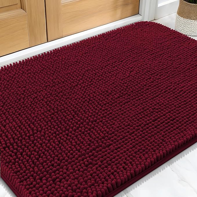 OLANLY Dog Door Mat for Muddy Paws 34x21, Super Absorbent Chenille Mud Mat
