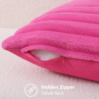 decorUhome Fall Faux Fur Throw Pillow Covers 24x24 Set of 2 Hot Pink