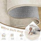 Area Rugs 10x14 Living Room: Washable Rug Modern Abstract Neutral Soft Non-Slip Low-Pile Indoor Large Carpet for Bedroom Dining Room Playroom Home Office (Beige, 10'x14')