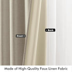 MIULEE 100% Blackout Linen Curtains for Bedroom, Stone Solid Luxury Decor Thermal Insulation Room Darkening Drapes for Living Room Nursery Back Tab Rod Pocket 42 x 84 Inches, 2 Panels