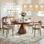Aelenmu Round Rug 8ft Washable Rug for Dining Room Living Room Beige Brown